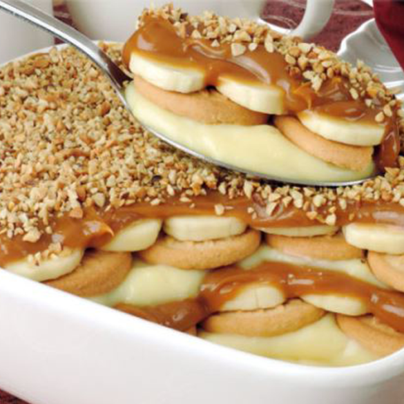 Butterkeks Dessert mit Bananen und Vanillepudding