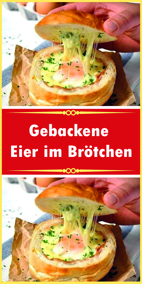 Gebackene Eier im Brötchen