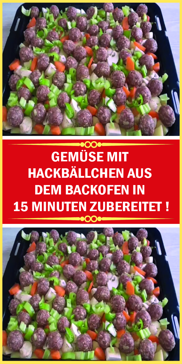 GEMÜSE MIT HACKBÄLLCHEN AUS DEM BACKOFEN IN 15 MINUTEN ZUBEREITET !