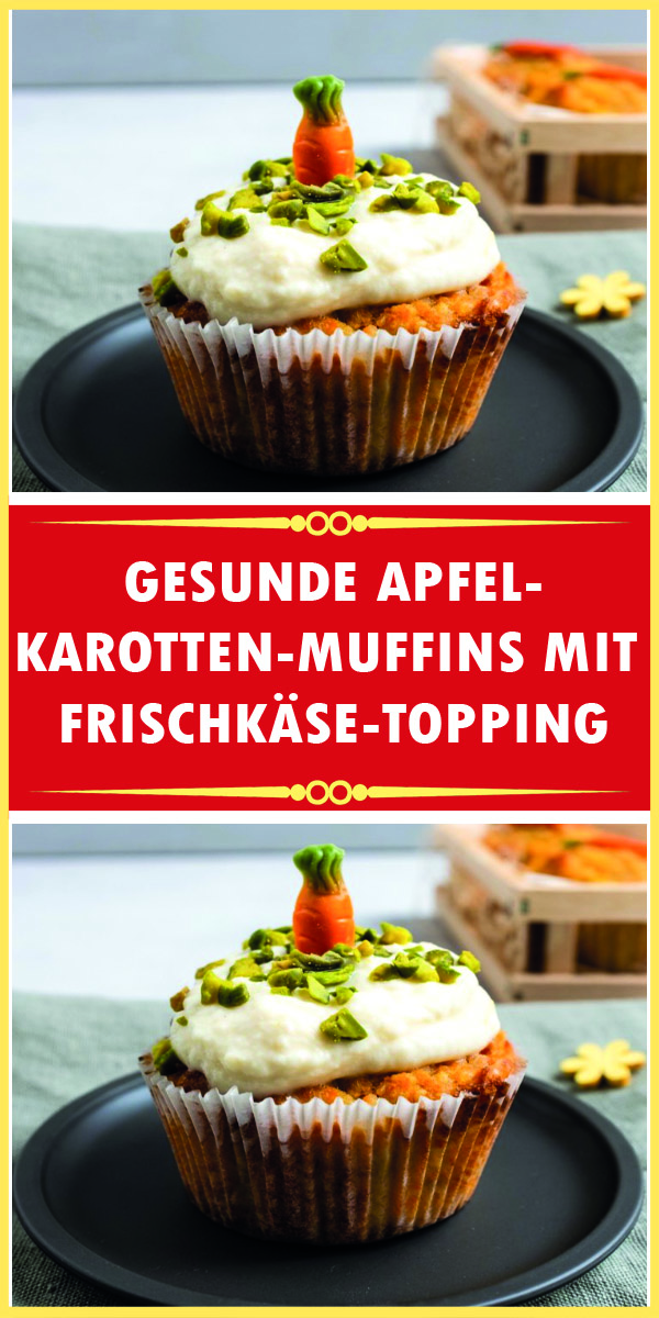 GESUNDE APFEL-KAROTTEN-MUFFINS MIT FRISCHKÄSE-TOPPING