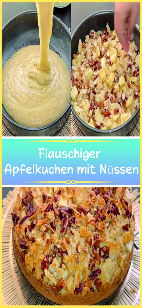 Flauschiger Apfelkuchen mit Nüssen