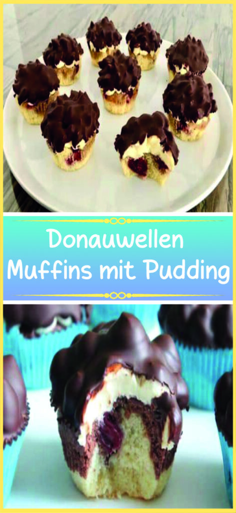 Donauwellen Muffins mit Pudding