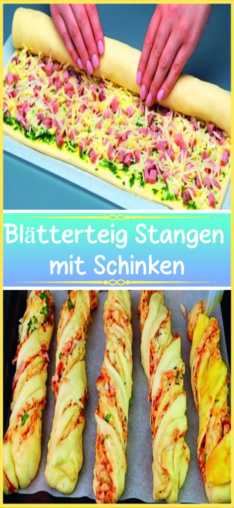 Blätterteig Stangen mit Schinken