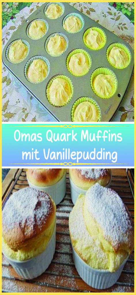 Omas Quark Muffins mit Vanillepudding