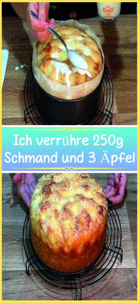 Ich verrühre 250g Schmand und 3 Äpfel,