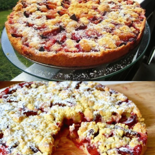Zwetschgenkuchen mit Vanillepudding