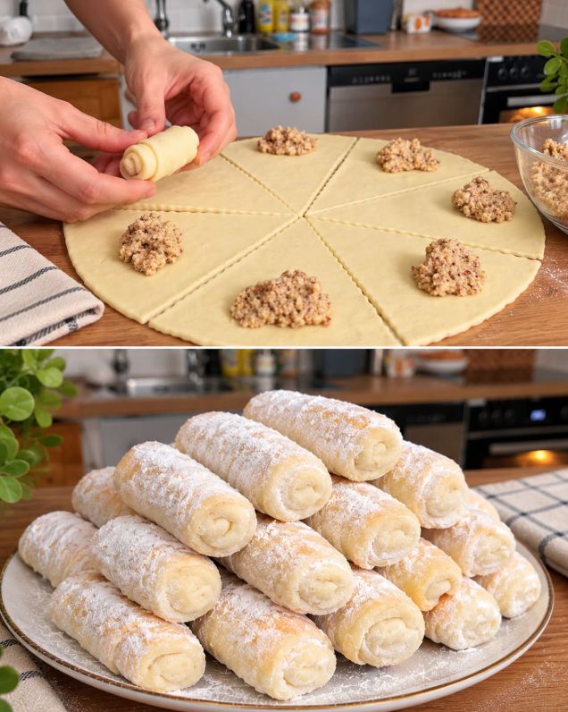 Zarte Nussröllchen mit Sauerrahm