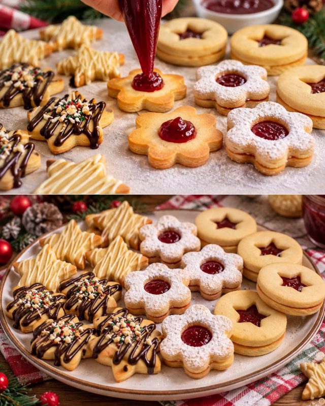 1 Teig – 5 himmlische Weihnachtsplätzchen mit Butter, Schokolade und Marmelade